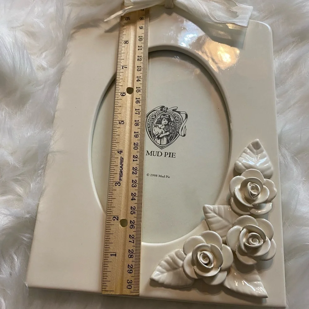Mud Pie Rosette Ribbon Photo Frame shabby‎ chic Victorian